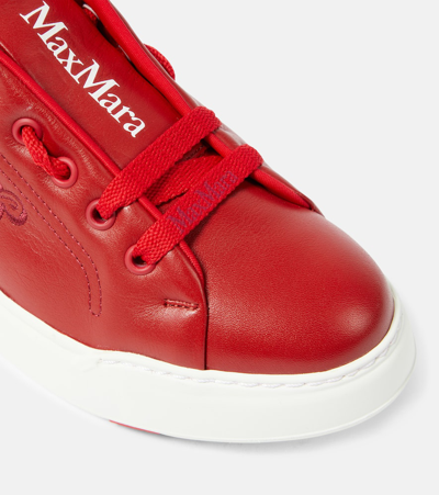 Shop Max Mara Maxi Leather Sneakers In Red