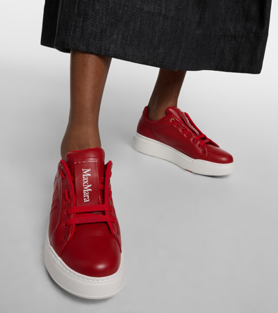 Shop Max Mara Maxi Leather Sneakers In Red