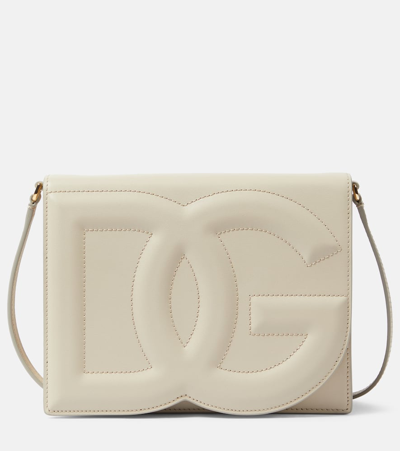 Shop Dolce & Gabbana Dg Small Leather Crossbody Bag In Beige