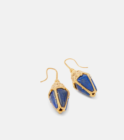 Shop Zimmermann Bloom Gold-plated Drop Earrings In Blue