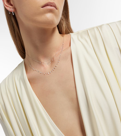 Shop Persée La Foule 18kt White Gold Necklace With Diamonds In Silver