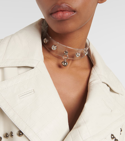 Shop Alessandra Rich Embellished Choker In Silver