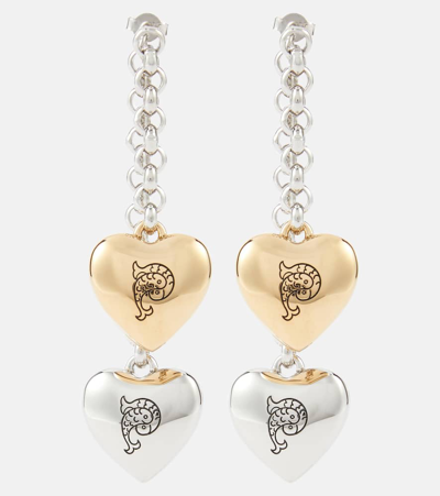 Shop Pucci Heart Drop Earrings In Multicoloured
