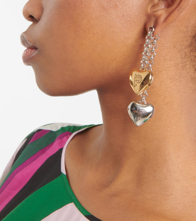 Shop Pucci Heart Drop Earrings In Multicoloured