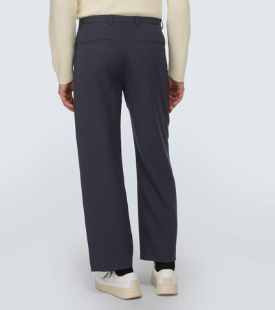 Shop Acne Studios Prop Wool-blend Straight Pants In Blue
