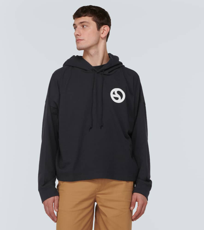 Shop Acne Studios Logogram Cotton Jersey Hoodie In Black