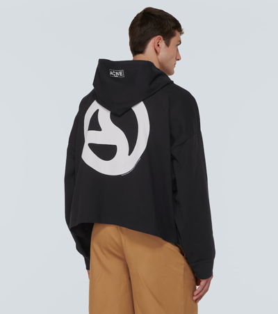 Shop Acne Studios Logogram Cotton Jersey Hoodie In Black