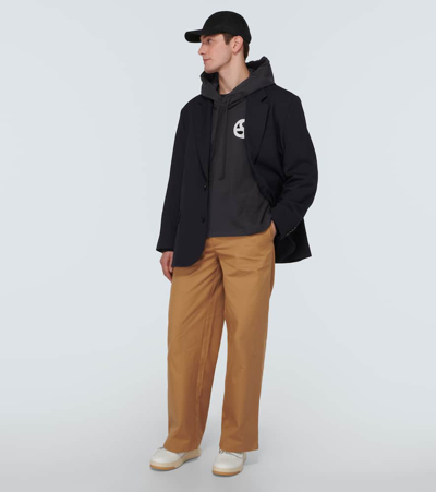 Shop Acne Studios Logogram Cotton Jersey Hoodie In Black