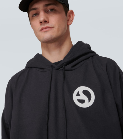 Shop Acne Studios Logogram Cotton Jersey Hoodie In Black