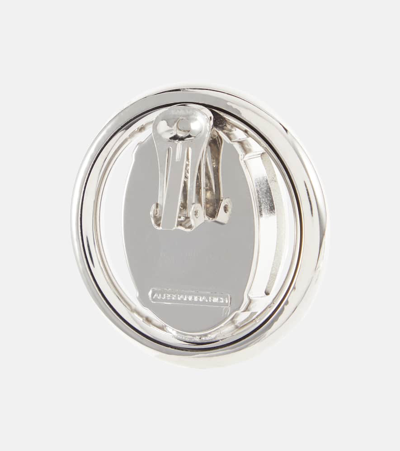 Shop Alessandra Rich Embellished Clip-on Earrings In Silver