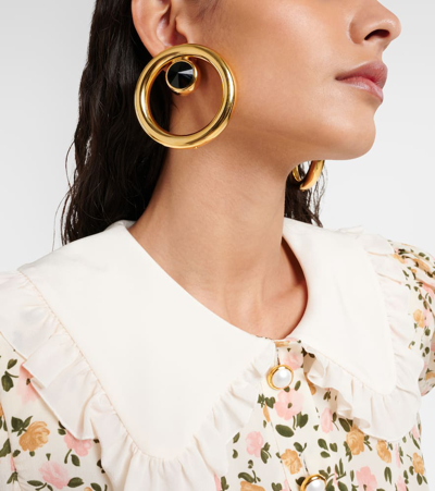 Shop Alessandra Rich Embellished Hoop Clip-on Earrings In Gold