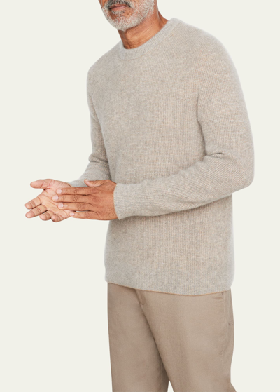 Shop Vince Men's Boiled Cashmere Thermal Sweater In Camel Combo