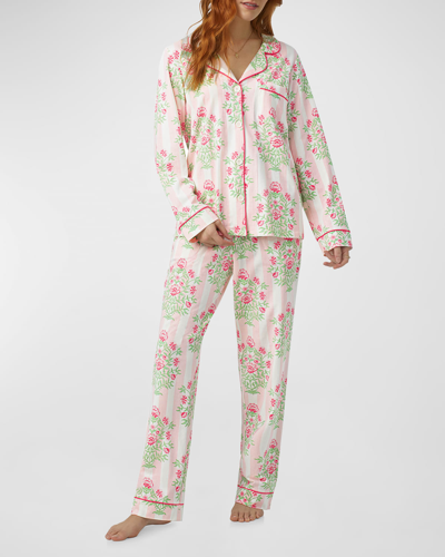 Shop Bedhead Pajamas Striped Floral-print Pajama Set In Estate Bouquet