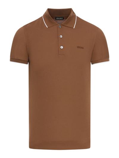 Shop Zegna Polo In Brown