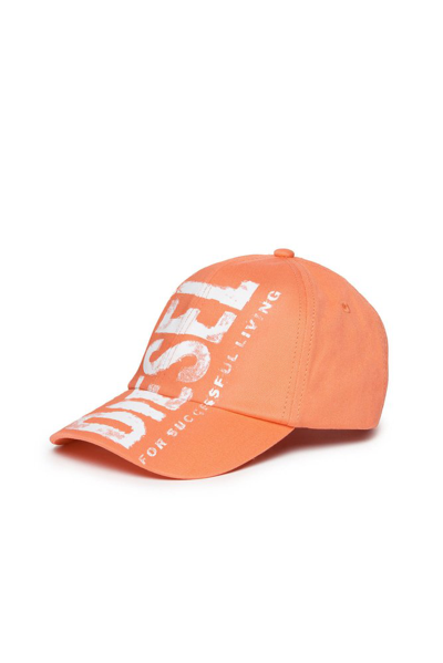 Shop Diesel Kids Fcewanx Logo Printed Baseball Cap In Orange