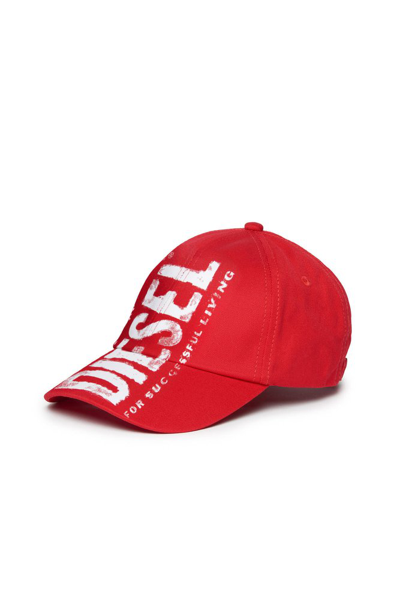 Shop Diesel Kids Fcewanx Logo Printed Baseball Cap In Red