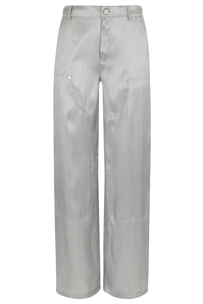 Shop Moschino Jeans Straight Leg Carpenter Trousers In Grey