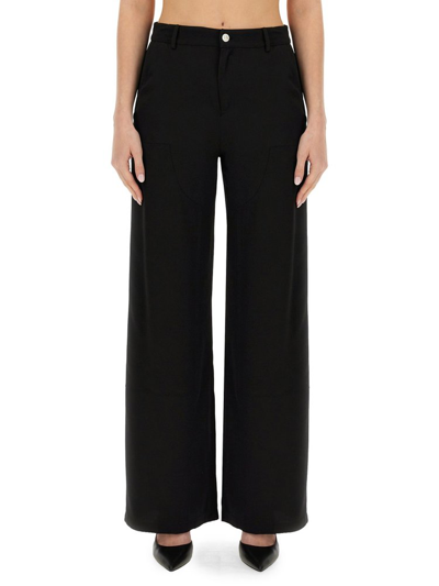 Shop Moschino Jeans Wide Leg Pants In Black