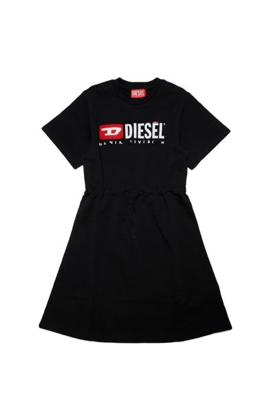 Shop Diesel Kids Dempy Logo Printed Dress In Black