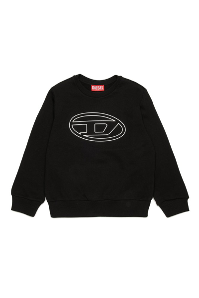 Shop Diesel Kids Smartbigoval Over Oval D Logo Embossed Sweatshirt In Black