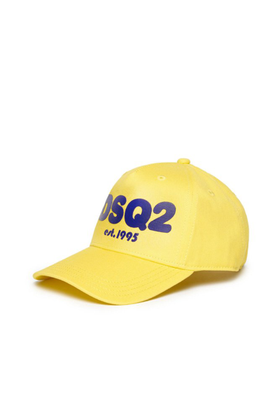 Shop Dsquared2 Kids Logo Printed Baseball Cap In Yellow