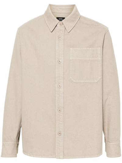 Shop Apc A.p.c. Surchemise Basile Brodee Poitrine Clothing In Brown