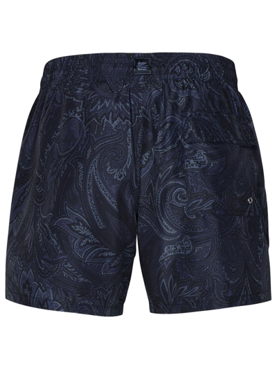 Shop Etro Navy Polyester Swimsuit In Blue