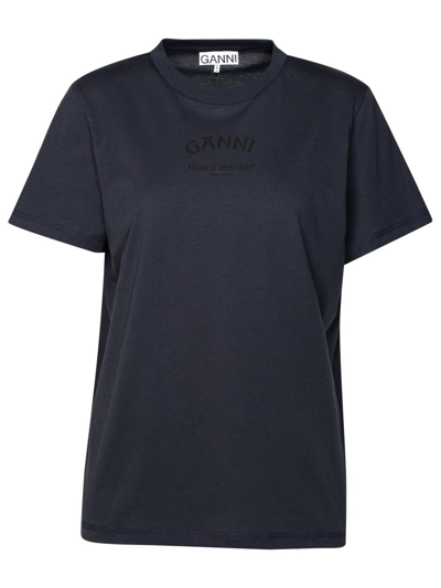 Shop Ganni Mini Logo T-shirt In Navy