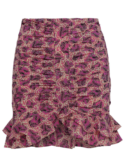 Shop Isabel Marant 'milendi' Pink Silk Miniskirt In Fucsia