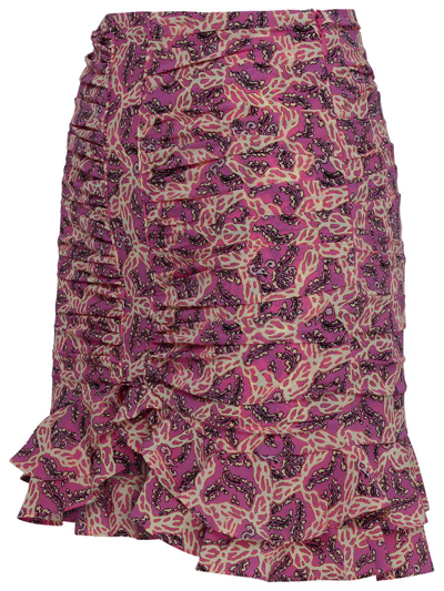 Shop Isabel Marant 'milendi' Pink Silk Miniskirt In Fucsia