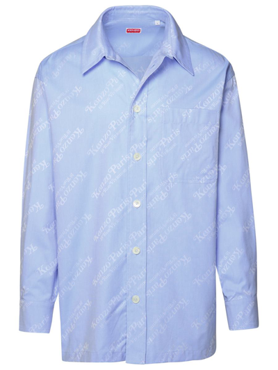 Shop Kenzo ' By Verdy' Light Blue Cotton Shirt