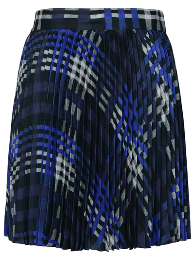 Shop Msgm Two-tone Polyester Skirt In Navy