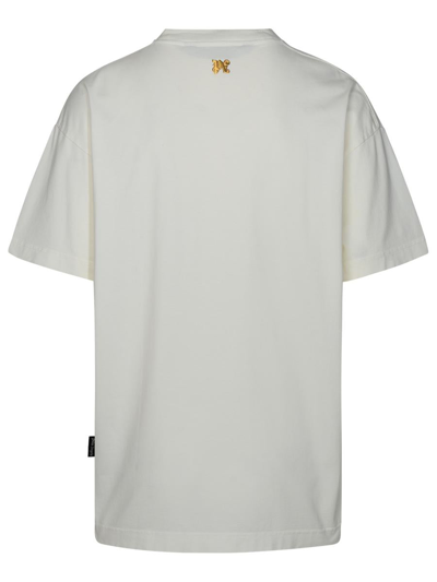 Shop Palm Angels 'burning Monogram' White Cotton T-shirt