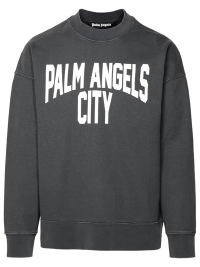 Shop Palm Angels Pa City' Delavé Grey Cotton Sweatshirt