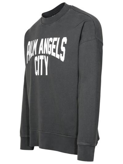 Shop Palm Angels Pa City' Delavé Grey Cotton Sweatshirt