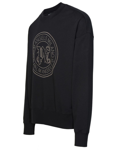 Shop Palm Angels 'milan Stud' Black Cotton Sweatshirt