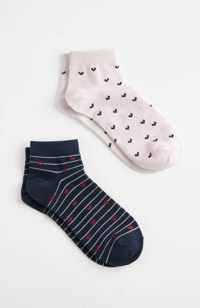 Shop Jjill J.jill More Love Ankle Socks 2-pack In Navy Blue Multi