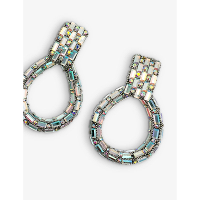 Shop Jennifer Gibson Jewellery Pre-loved Resin And Crystal Door Knocker Earrings In Blue