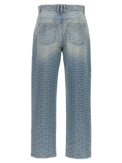 Shop Balmain 'monogram' Jeans In Blue