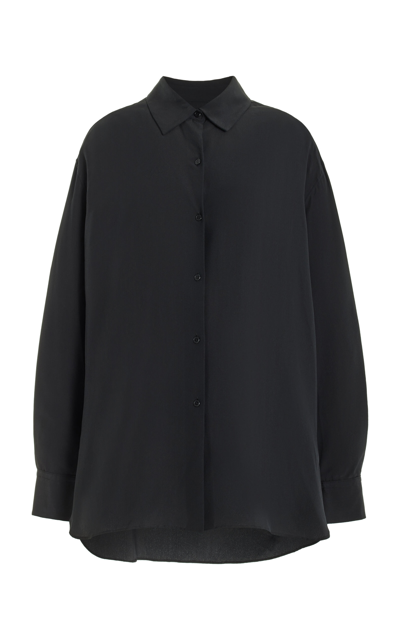 Shop Nili Lotan Julien Silk Shirt In Black