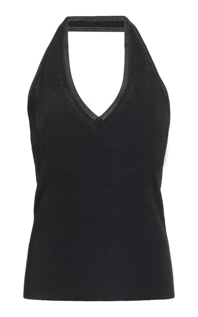 Shop Nili Lotan Ivey Silk Halter Sweater In Black