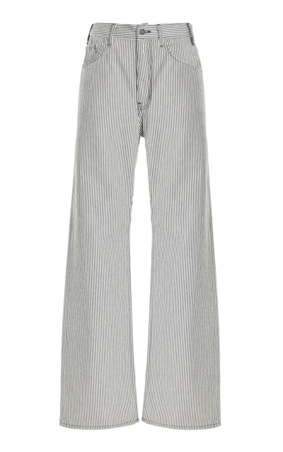 Shop Nili Lotan Mitchell Rigid Low-rise Wide-leg Jeans In Stripe