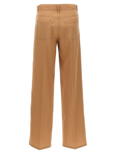 Jil Sander High Waist Wide Leg Trousers With Pockets In Beige