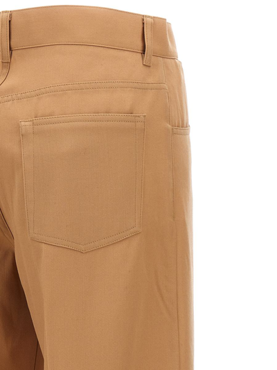 Jil Sander High Waist Wide Leg Trousers With Pockets In Beige