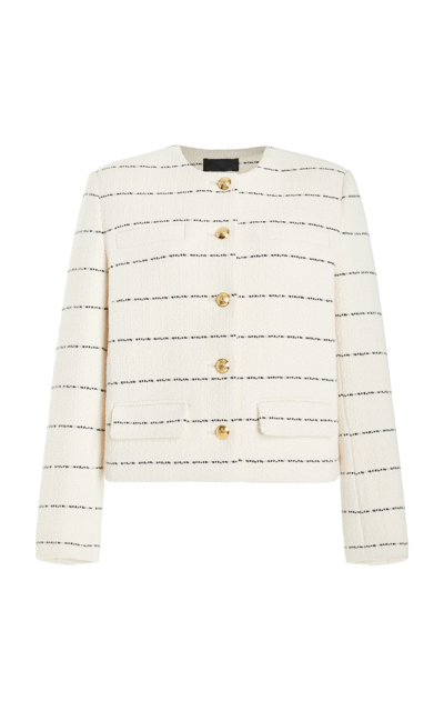 Shop Nili Lotan Paige Cropped Cotton-blend Tweed Jacket In Ivory