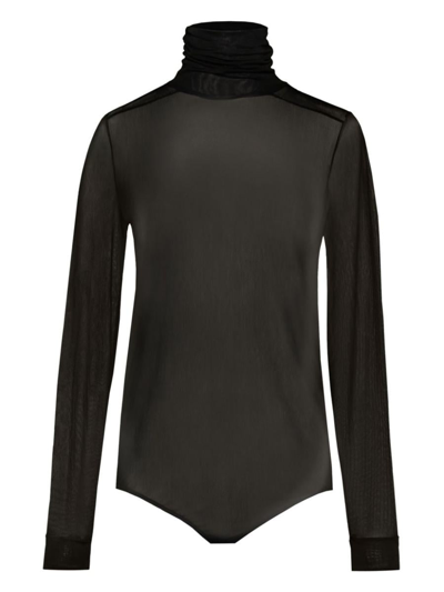 Shop Maison Margiela Four-stitch Sheer Bodysuit In Black