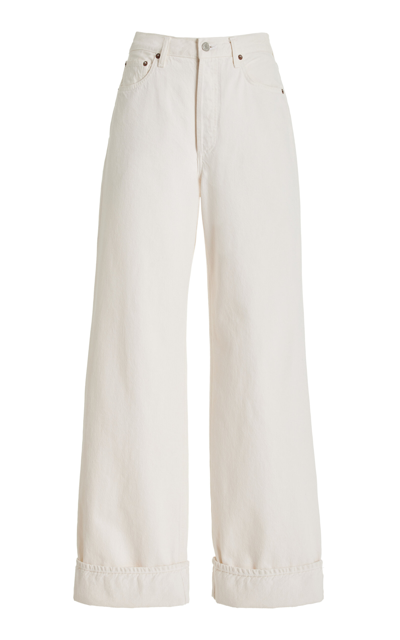 Shop Agolde Dame Rigid High-rise Wide-leg Jeans In White