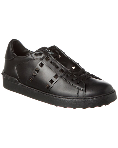 Shop Valentino Rockstud Untitled Leather Sneaker In Black