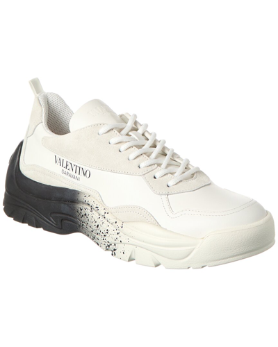 Shop Valentino Suede & Leather Sneaker In White