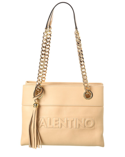 Shop Valentino By Mario Valentino Kali Embossed Leather Shoulder Bag In Beige